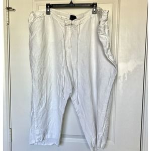 Lane Bryant Plus Size 28 Capri Cropped Pants Flax Linen Blend Solid White